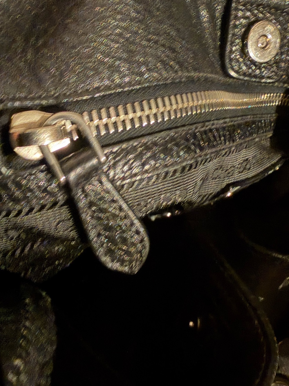 PRADA Black Pebbled Leather Shoulder Bag with Silver Hardware - Picture 14 of 15